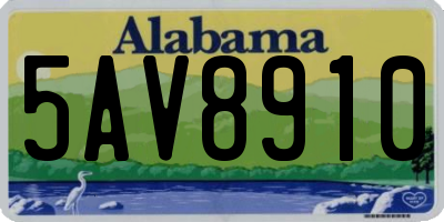 AL license plate 5AV8910