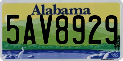 AL license plate 5AV8929