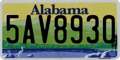 AL license plate 5AV8930