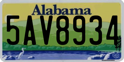 AL license plate 5AV8934