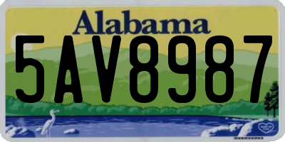AL license plate 5AV8987