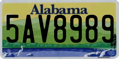 AL license plate 5AV8989