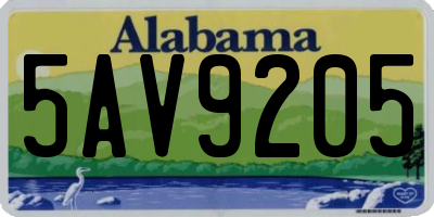 AL license plate 5AV9205