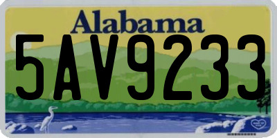 AL license plate 5AV9233