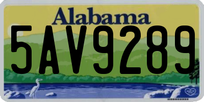 AL license plate 5AV9289