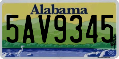 AL license plate 5AV9345