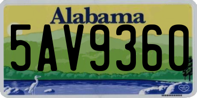 AL license plate 5AV9360