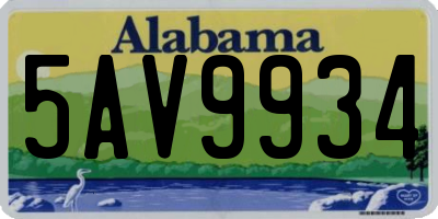 AL license plate 5AV9934