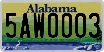AL license plate 5AW0003