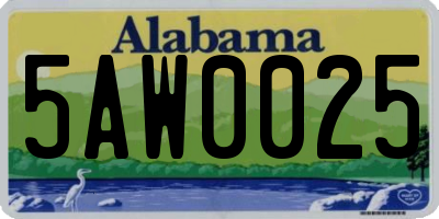 AL license plate 5AW0025