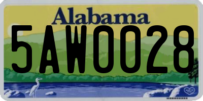 AL license plate 5AW0028