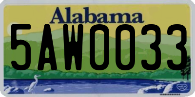 AL license plate 5AW0033