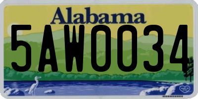 AL license plate 5AW0034