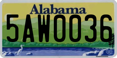 AL license plate 5AW0036