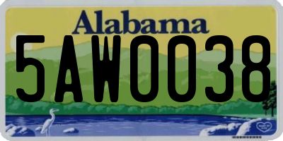 AL license plate 5AW0038