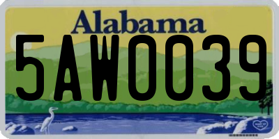 AL license plate 5AW0039