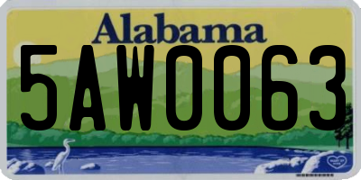 AL license plate 5AW0063