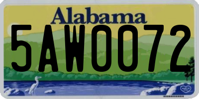 AL license plate 5AW0072