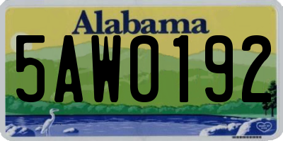AL license plate 5AW0192