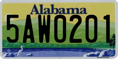 AL license plate 5AW0201