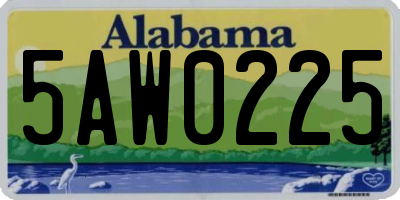 AL license plate 5AW0225