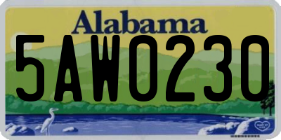 AL license plate 5AW0230