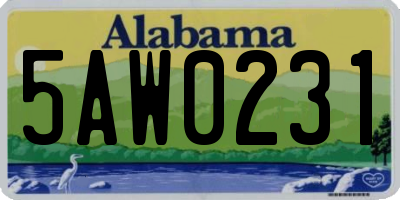 AL license plate 5AW0231