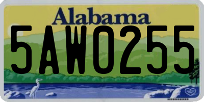 AL license plate 5AW0255
