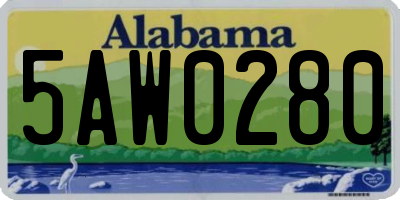 AL license plate 5AW0280