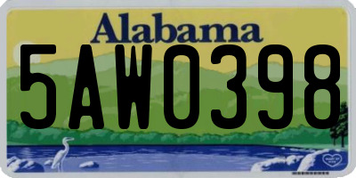 AL license plate 5AW0398