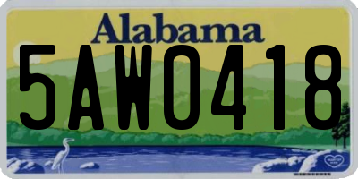 AL license plate 5AW0418
