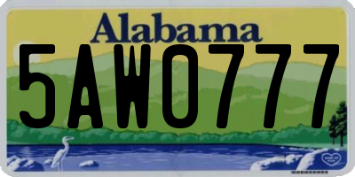 AL license plate 5AW0777