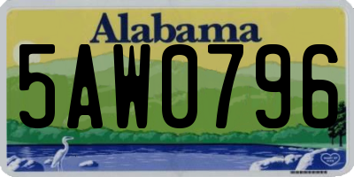 AL license plate 5AW0796