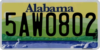 AL license plate 5AW0802