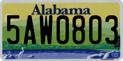 AL license plate 5AW0803