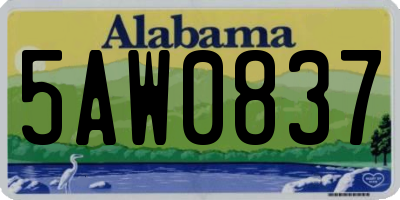 AL license plate 5AW0837