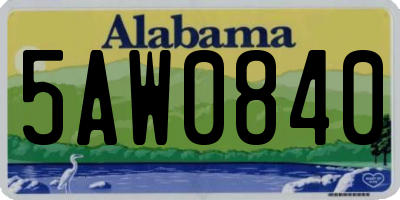 AL license plate 5AW0840