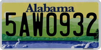 AL license plate 5AW0932