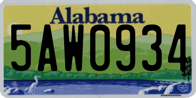 AL license plate 5AW0934