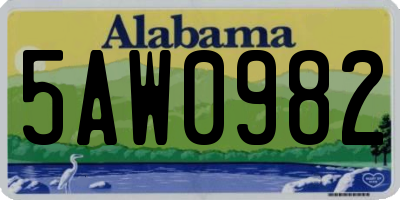 AL license plate 5AW0982