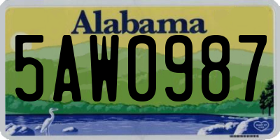 AL license plate 5AW0987