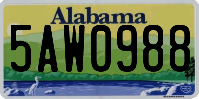 AL license plate 5AW0988