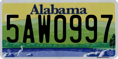 AL license plate 5AW0997