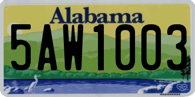 AL license plate 5AW1003