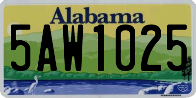 AL license plate 5AW1025