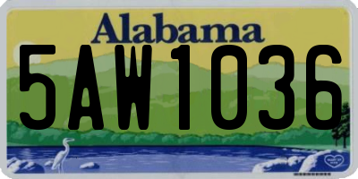 AL license plate 5AW1036