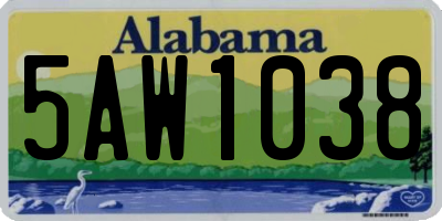 AL license plate 5AW1038