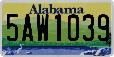 AL license plate 5AW1039