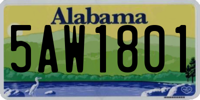 AL license plate 5AW1801