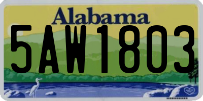 AL license plate 5AW1803